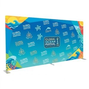 20 ft Fabric Stretch Display Backdrop – Step & Repeat, Trade Show, Pillowcase Graphic, Easy Setup