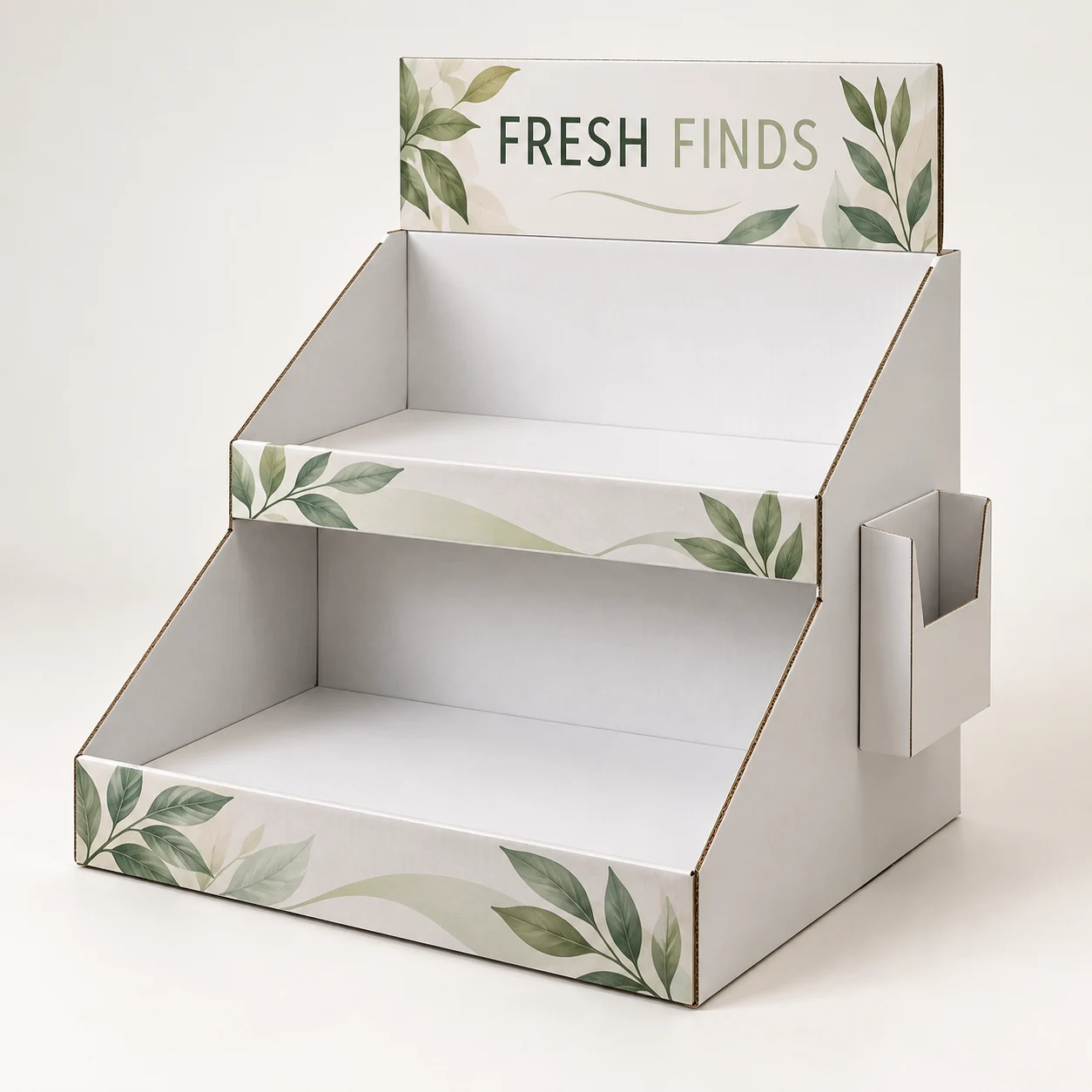 Custom 2-Tier Countertop Displays with Brochure Pocket with example customer artwork
