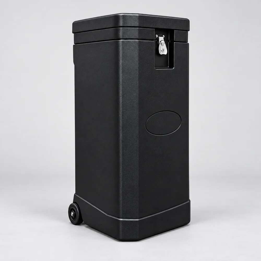 Wheeled Hard Carry Cases for Trade Show Displays showing an example custom design
