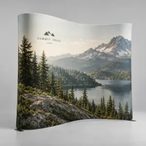 Custom S-Curve Tension Fabric Backdrops showing an example custom design