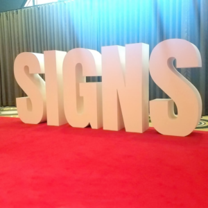 Freestanding SIGNS letters - real event reference photo
