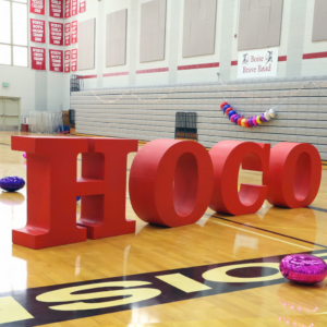 Indoor HOCO homecoming letters - real event reference photo