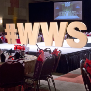 Hashtag WWS stage letters - real event reference photo